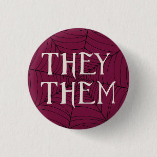 Badge Rond 2,50 Cm Spider Web Ils Pronounounes en rouge