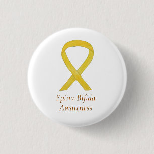 Badge Rond 2,50 Cm Spina Bifida Sensibilisation Jaune Épingles à ruba