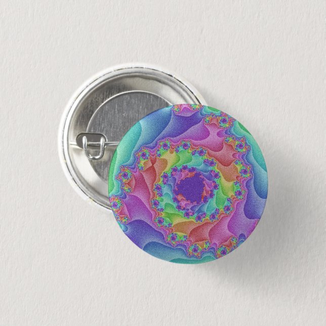 Badge Rond 2,50 Cm Spirale arc-en-ciel Pastel (Devant & derrière)