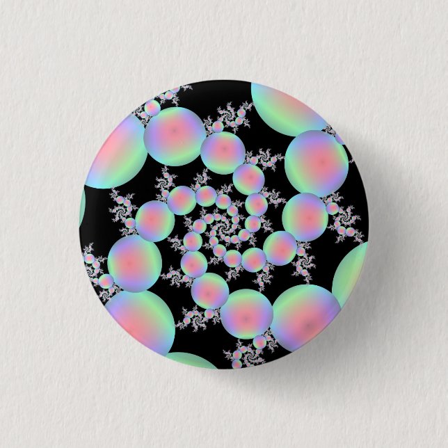 Badge Rond 2,50 Cm Spirale de ballon rose et turquoise (Devant)