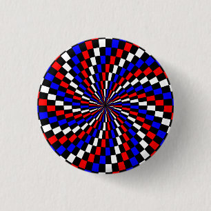 Badge Rond 2,50 Cm Spirale rouge blanc de Checker bleu par Kenneth Yo