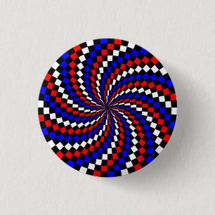 Badge Rond 2,50 Cm Spirale rouge blanc de Checker bleu par Kenneth Yo