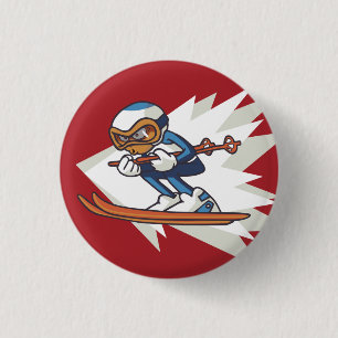 Badge Rond 2,50 Cm Sports d'hiver Alpine Ski Flair Button