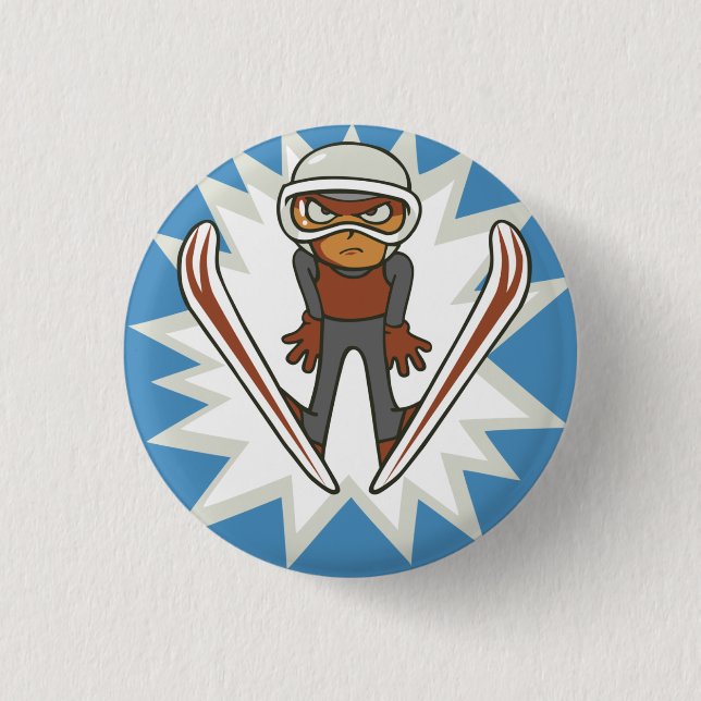 Badge Rond 2,50 Cm Sports d'hiver Ski Jumper Flair Pinback (Devant)