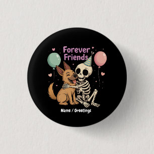 Badge Rond 2,50 Cm Squelette Déplaisant mignon serrant berger alleman