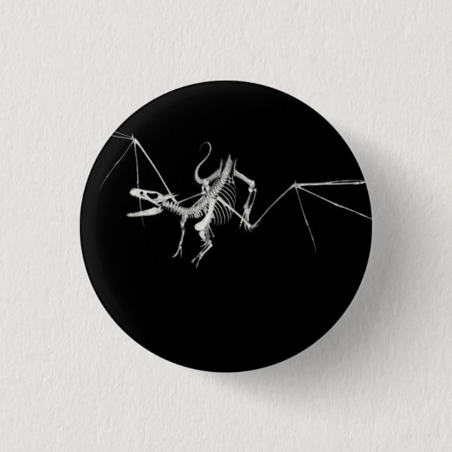 Badge Rond 2,50 Cm squelette tramé 2 de dragon de vol 3D (Devant)