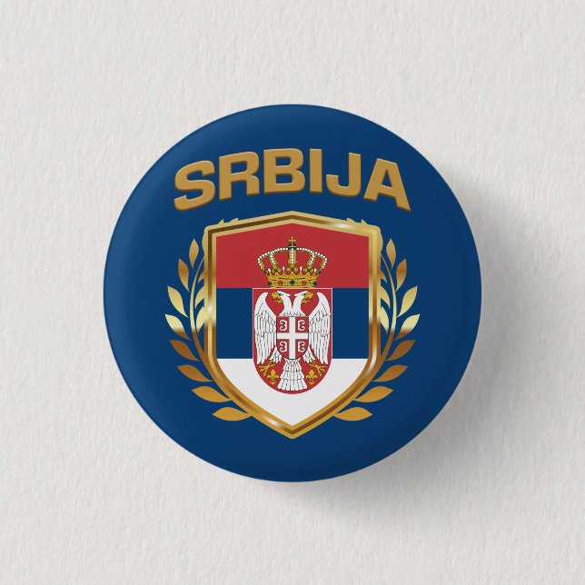 Badge Rond 2,50 Cm Srbija Bouclier indicateur Serbie (Devant)