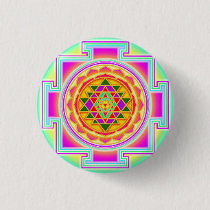 Badge Rond 2,50 Cm Sri Yantra Géométrie Sacrée