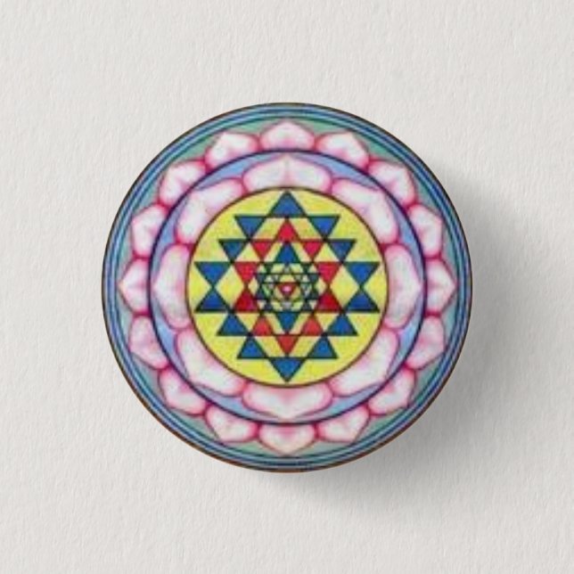 Badge Rond 2,50 Cm sriyantra dans Lotus (Devant)