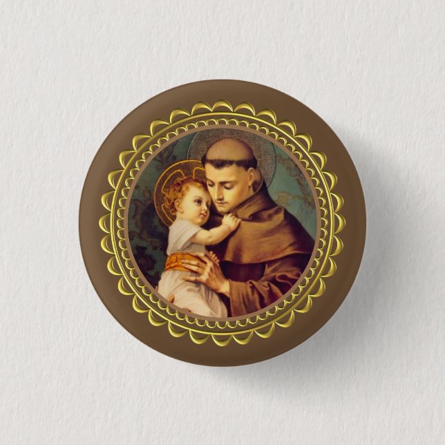 Badge Rond 2,50 Cm St Anthony de Padoue avec le bébé Jésus (Devant)