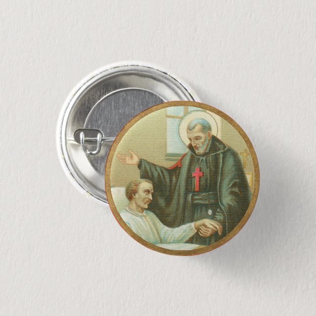 Badge Rond 2,50 Cm St. Camillus Comforting an Invalid (M 021) (Devant & derrière)
