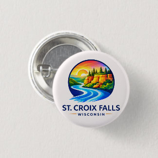 Badge Rond 2,50 Cm St. Croix Falls Wisconsin Scenic River & Cliffs
