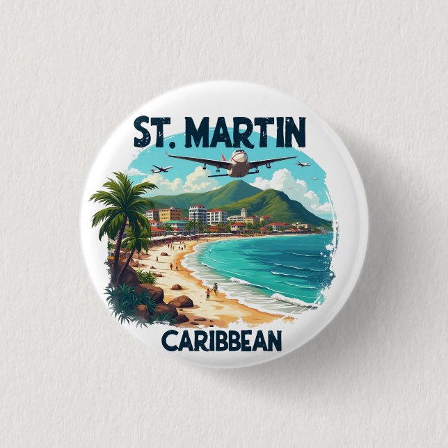 BADGE ROND 2,50 CM ST. MARTIN CARAIBES (Devant)