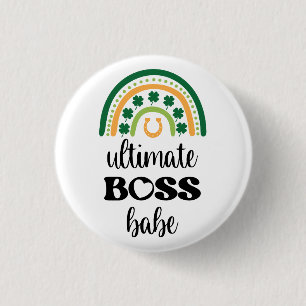 Badge Rond 2,50 Cm St Patrick's Day Irlandais Ultimate Boss Babe Rain