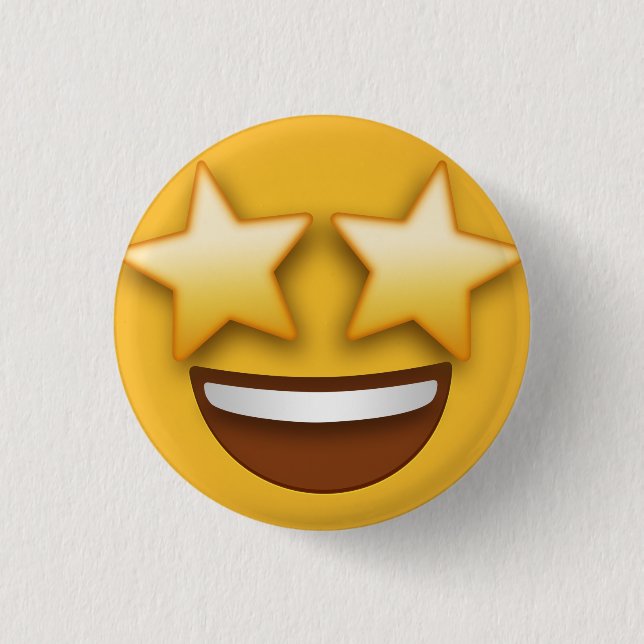 Badge Rond 2,50 Cm Star Eyes Emoji (Devant)