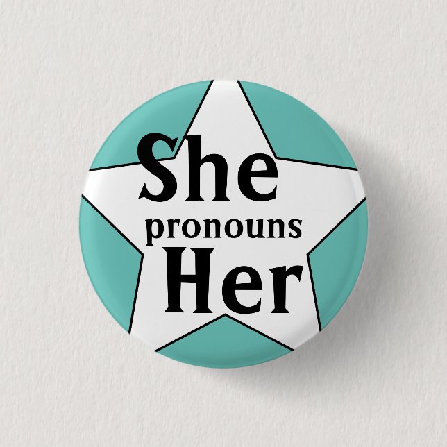 Badge Rond 2,50 Cm Starry She Ses Pronounouns (Devant)
