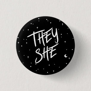 Badge Rond 2,50 Cm Stars Ils/Elle Pronounouns