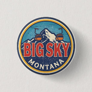Badge Rond 2,50 Cm Station de ski BIG SKY Montana Bozeman montai