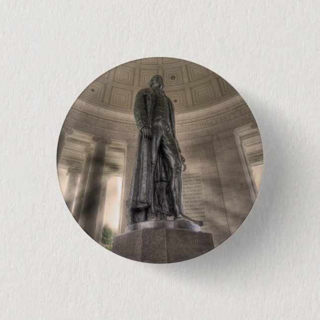 Badge Rond 2,50 Cm Statue de bronze du Thomas Jefferson Memorial (Devant)