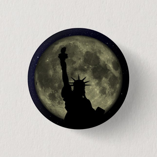 Badge Rond 2,50 Cm Statue de la liberté - Lune (Devant)
