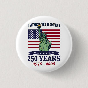 Badge Rond 2,50 Cm Statue de la Liberté USA 250 ans 1776-2026