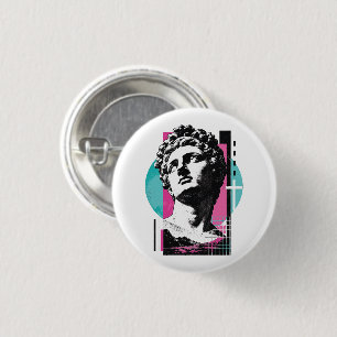 Badge Rond 2,50 Cm Statue grecque rétro Jésus brutaliste Colossiens 2
