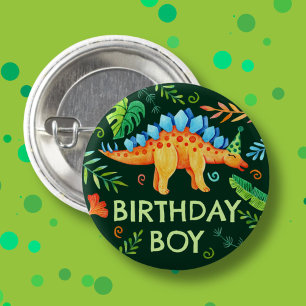 Badge Rond 2,50 Cm Stegosaurus Anniversaire Boy Dinosaur Préhistoriqu