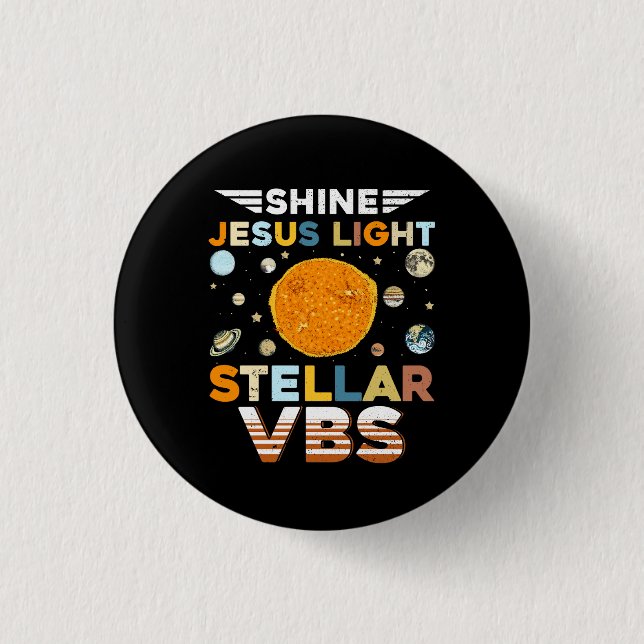 Badge Rond 2,50 Cm Stellar Bible School VBS Shine Jesus Light Christi (Devant)
