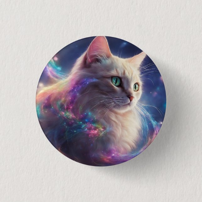 Badge Rond 2,50 Cm Stellar Kitty - art de chat cosmique (Devant)