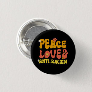 Badge Rond 2,50 Cm Sticker Carré Peace Love et Anti-Racisme