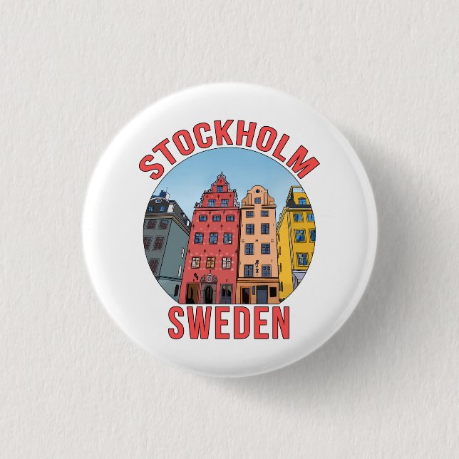 Badge Rond 2,50 Cm Stockholm Suède (Devant)