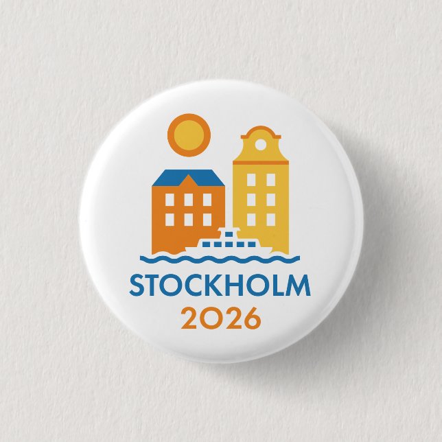Badge Rond 2,50 Cm Stockholm Sweden 2026 International Convention Pin (Devant)