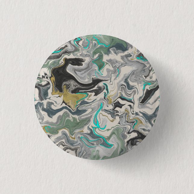 Badge Rond 2,50 Cm Stone Marbling with Turquoise Veins 1 1/4" Round (Devant)