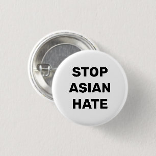 Badge Rond 2,50 Cm Stop Asian Hate, black white Button