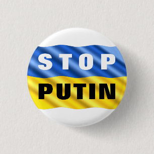 Badge Rond 2,50 Cm Stop Poutine Stop War Ukraine Flag Button Freedom