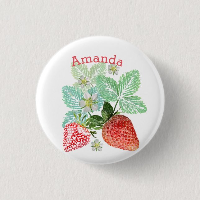 Badge Rond 2,50 Cm Strawberry, berry red. (Devant)