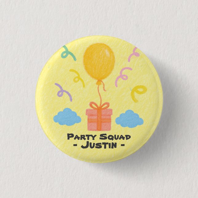 Badge Rond 2,50 Cm Style de crayon modifiable – Anniversaire Balloon  (Devant)
