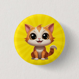 Badge Rond 2,50 Cm Style de dessin animé de chat orange mignon - 8973