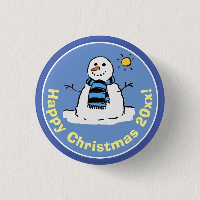 Badge Rond 2,50 Cm Style de dessin Snowman à Noël (Devant)