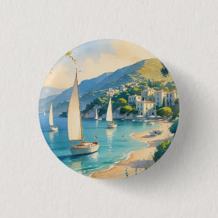 Badge Rond 2,50 Cm Style vintage Côte d'Azur Voyage en France