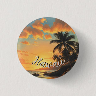 Badge Rond 2,50 Cm Style Vintage Hawaïen Voyage Côte Mer Coucher de s