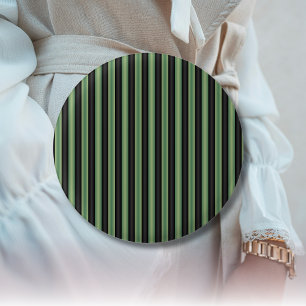 Badge Rond 2,50 Cm Style Vintage Olive Sage Vert noir 3D rayé