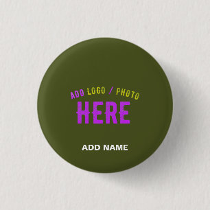 BADGE ROND 2,50 CM STYLISH MODERNE ARMÉE VERT VÉRIFIÉ MARQUE