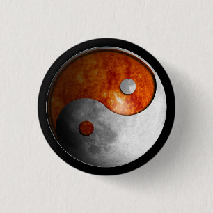 Badge Rond 2,50 Cm Sun et lune Yin Yang