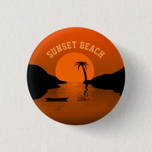 Badge Rond 2,50 Cm Sunset Beach Art Tropical