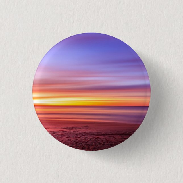 Badge Rond 2,50 Cm Sunset Sky sur plage et mer (Devant)