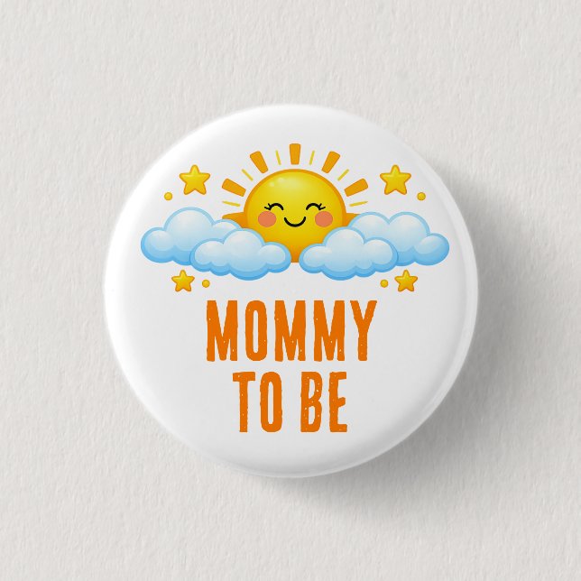 Badge Rond 2,50 Cm Sunshine Mommy To Be Baby Shower Round Button (Devant)