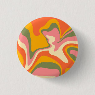 Badge Rond 2,50 Cm Super en marbre liquéfié Retro 60s Vintage Party