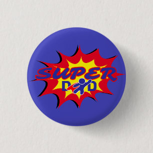 Badge Rond 2,50 Cm Super Hero Papa Fête des pères de livre comique