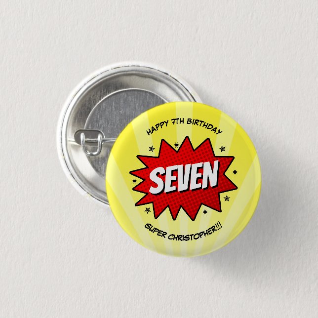 Badge Rond 2,50 Cm Superhero Comic Book N'importe quel âge Anniversai (Devant & derrière)